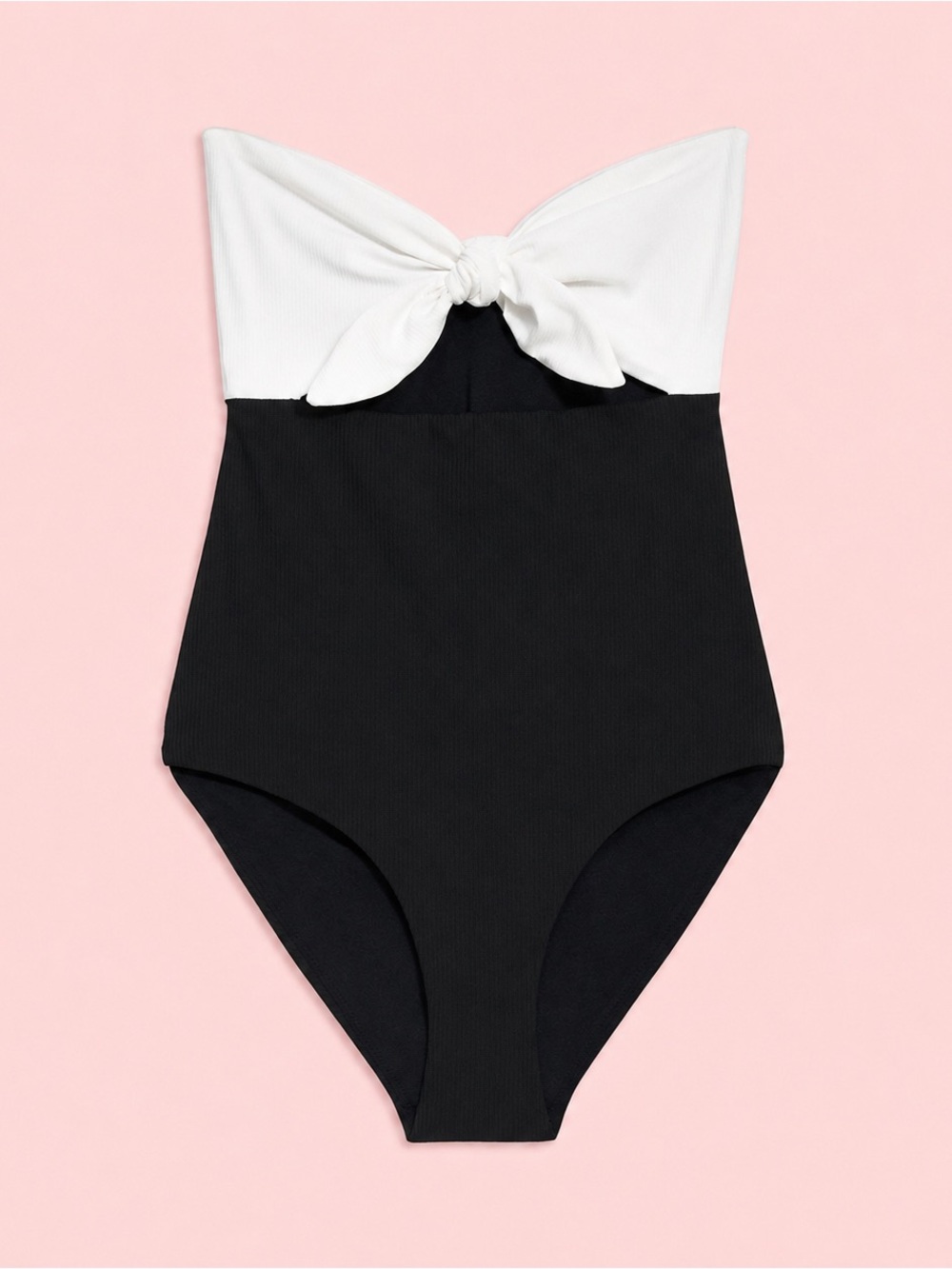 Onia x Theory Black and White Marie Strapless One-Piece Swimsuit with Front Tie